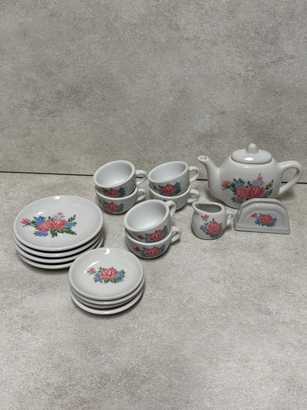 18 piece miniature Floral Ceramic Tea Set